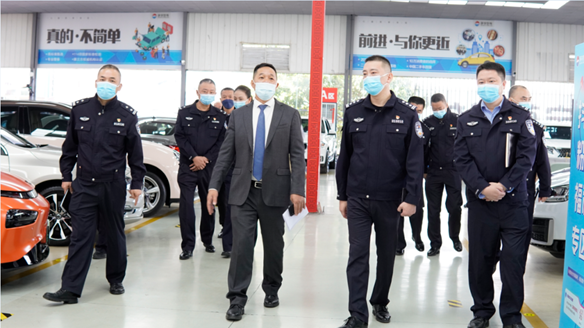 Warmly welcome Deputy Captain Xu Jia of the Chongqing Traffic Patrol Corps and his party to visit Huanyu Automobile to guide the work